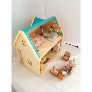 Calico Critters Bramble‎ Cottage Mixed Lot Scene Rabbit Ashby House Teal Roof